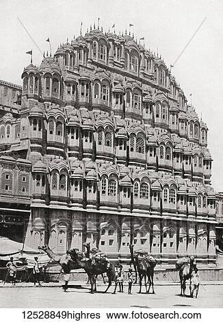Stock Photograph - Hawa Mahal aka Palace of winds or Palace of the Breeze, Jaipur, India, seen here c. 1900. From The Wonders of the World, published c. 1920.. Fotosearch