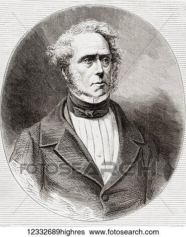 Stock Photograph - Henry John Temple, 3rd Viscount Palmerston, 1784 to 1865. British prime minister. From Album-Evenement, Prime du Journal L'Evenement, published 1865.. Fotosearch