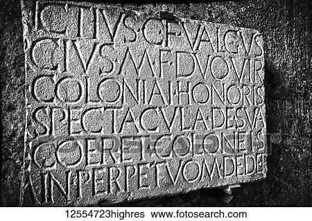 Stock Photograph - Historic stone sign; Pompeii, Italy. Fotosearch