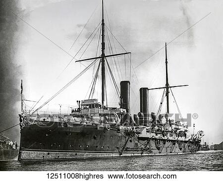 HMS Royal Arthur, a first class cruiser of the Edgar class, world war ...