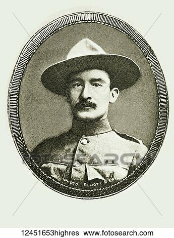 Stock Photograph - Illustrated London News record of Transvall War 1899-1900. The chievements of the home and colonial forces in the great conflict with the Boer Republics. Spencer Wilkinson record. Major General R. S. S. Baden Powell, Defnder of Mafeking. Fotosearch