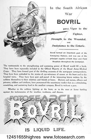 Stock Photograph - Illustrated London News record of Transvall War 1899-1900. The chievements of the home and colonial forces in the great conflict with the Boer Republics. Spencer Wilkinson record. Bovril advertisement. Bovril formed an important paert of the emergency.... Fotosearch