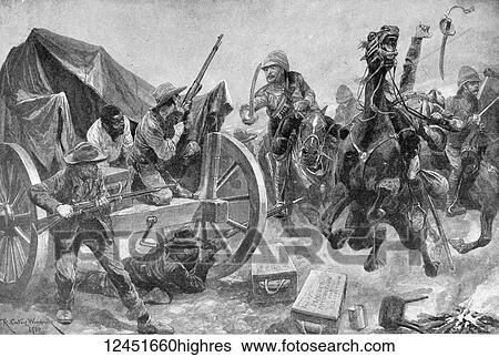 Stock Photograph - Illustrated London News record of Transvall War 1899-1900. The chievements of the home and colonial forces in the great conflict with the Boer Republics. Spencer Wilkinson record. Rebel colonists attacked by the British cavalry. Fotosearch