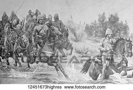 Stock Photograph - Illustrated London News record of Transvall War 1899-1900. The chievements of the home and colonial forces in the great conflict with the Boer Republics. Spencer Wilkinson record. Forward to Pretoria with Frenchs Division. Horses and troops riding.... Fotosearch