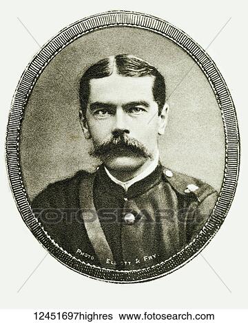 Stock Photograph - Illustrated London News record of Transvall War 1899-1900. The chievements of the home and colonial forces in the great conflict with the Boer Republics. Spencer Wilkinson record. Major Genral Lord Kitchener of Khartoum, Chief of staff. Fotosearch