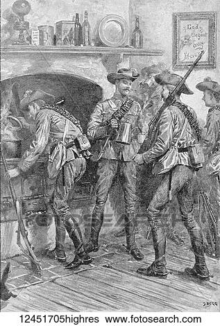 Stock Photograph - Illustrated London News record of Transvall War 1899-1900. The chievements of the home and colonial forces in the great conflict with the Boer Republics. Spencer Wilkinson record. Colonial troops surprising the Boers at the Lubbes Hoop farm. Sketch by.... Fotosearch