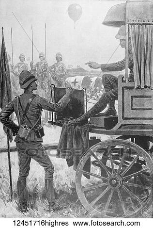 Stock Photograph - Illustrated London News record of Transvall War 1899-1900. The chievements of the home and colonial forces in the great conflict with the Boer Republics. Spencer Wilkinson record. General Lord Methuen, with Colonel Douglas, Chief of Staff, directing.... Fotosearch
