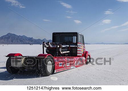 In Diesel Truck Class U/MDT Joint Venture 1997 Frieghtliner MTU 2000 Diesel starts run at 228. 804 mph record on Bonneville Salt Flats during Bonneville Speed Week 2017; Wendover, Utah, United States of America View Large Photo Image Stock Photograph - In Diesel Truck Class U/MDT Joint Venture 1997 Frieghtliner MTU 2000 Diesel starts run at 228. 804 mph record on Bonneville Salt Flats during Bonneville Speed Week 2017; Wendover, Utah, United States of America. Fotosearch