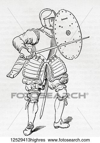 Stock Photograph - Infantry armour, 1625. From Old England: A Pictorial Museum, published 1847.. Fotosearch