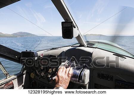Stock Photograph - Inside View Of The Cockpit Of A Dehavilland Dhc-2 Beaver Floatplane, Alaska, USA. Fotosearch
