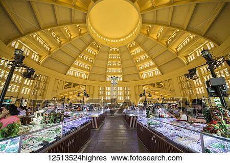 Interior of Central Market Hall; Phnom Penh, Cambodia View Large Photo Image Stock Photograph - Interior of Central Market Hall; Phnom Penh, Cambodia. Fotosearch