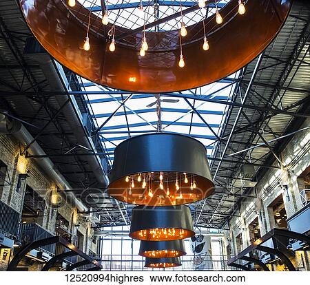 Stock Photograph - Interior of the Forks Marketplace; Winnipeg, Manitoba, Canada. Fotosearch