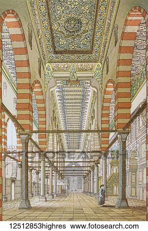 Interior of The Mosque of Sultan al-Mu'ayyad, Cairo, Egypt. From Enciclopedia Ilustrada Segui, published 1908. View Large Photo Image Stock Photograph - Interior of The Mosque of Sultan al-Mu'ayyad, Cairo, Egypt. From Enciclopedia Ilustrada Segui, published 1908.. Fotosearch