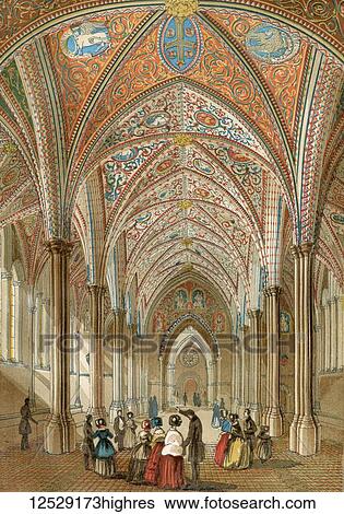 Interior of the Temple Church, London, England. From Old England: A Pictorial Museum, published 1847. View Large Photo Image Stock Photograph - Interior of the Temple Church, London, England. From Old England: A Pictorial Museum, published 1847.. Fotosearch