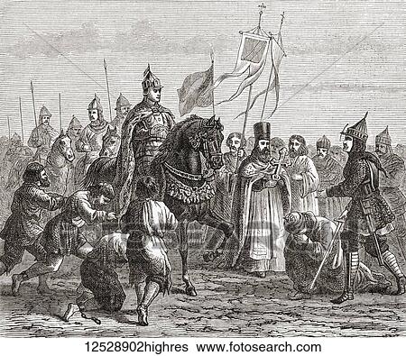 Stock Photograph - Ivan the Terrible entering Kazan in 1552. Ivan IV Vasilyevich, 1530 1584, aka Ivan the Terrible or Ivan the Fearsome. Grand Prince of Moscow from 1533 to 1547, then Tsar of All the Russias until his death in 1584. From Ward and Lock's Illustrated.... Fotosearch