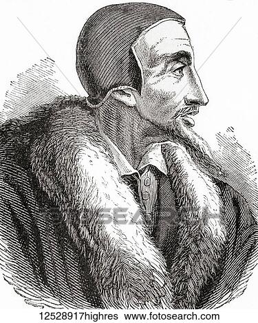 Stock Photograph - John Calvin, born Jehan Cauvin, 1509 1564. French theologian, pastor and reformer in Geneva during the Protestant Reformation. From Ward and Lock's Illustrated History of the World, published c. 1882.. Fotosearch