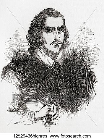 Stock Photograph - John Donne, 1572 - 1631. English metaphysical poet, satirist, lawyer and cleric in the Church of England. From Old England: A Pictorial Museum, published 1847.. Fotosearch