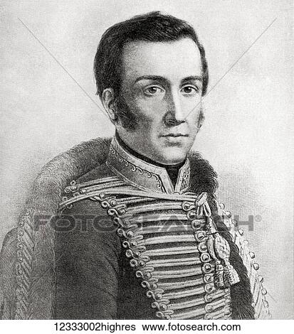 Stock Photograph - Jos Miguel Carrera Verdugo, 1785 1821. Chilean general considered one of the founders of independent Chile, President of the First Chilean Governing Council. From Hutchinson's History of the Nations, published 1915.. Fotosearch