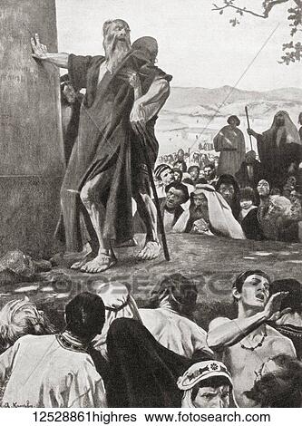 Stock Photograph - Joshua with the Ark of the Covenant. From Hutchinson's History of the Nations, published 1915.. Fotosearch