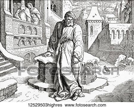 Stock Photograph - King Henry IV at Canossa in 1077 where he went in order to obtain the revocation of the excommunication imposed on him by Pope Gregory VII. According to contemporary sources, he stood for three days and three nights before the entrance gate of the.... Fotosearch