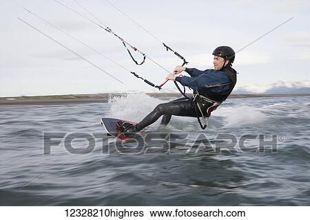 Stock Photograph - Kite Surfer On Kachemak Bay, Homer, Southcentral Alaska, USA. Fotosearch