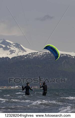 Kite Surfing, Instruction Class, Kachemak Bay, Homer, Alaska, USA View Large Photo Image Stock Photograph - Kite Surfing, Instruction Class, Kachemak Bay, Homer, Alaska, USA. Fotosearch