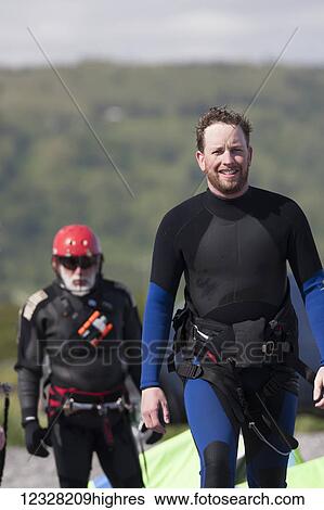 Stock Photograph - Kite Surfing Instruction Class, Kachemak Bay, Homer, Southcentral Alaska, USA. Fotosearch