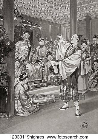Stock Photograph - Li Bai at the court of the Emperor Xuanzong aka Emperor Minghuang in Chang'an, China. Li Bai, 701762, aka Li Bo or Li Po. Chinese poet. From Hutchinson's History of the Nations, published 1915.. Fotosearch