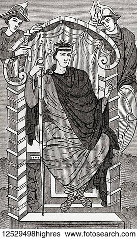 Stock Photograph - Lothair I or Lothar I, 795 855. Holy Roman Emperor (817855, co-ruling with his father until 840), King of Bavaria, Italy and Middle Francia. From Ward and Lock's Illustrated History of the World, published c. 1882.. Fotosearch
