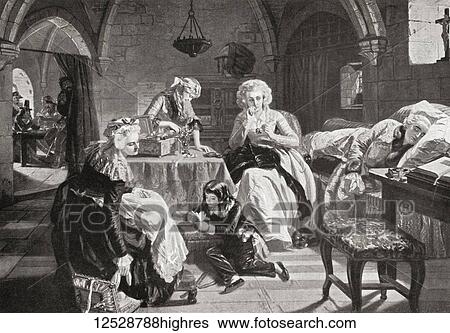 Stock Photograph - Louis XVI and his family, prisoners in The Temple, Paris, France, 1792. Louis XVI, 1754 1793. Last King of France before the fall of the monarchy during the French Revolution. From Hutchinson's History of the Nations, published 1915.. Fotosearch