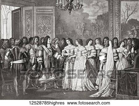 Stock Photograph - Louise de La Vallire presented to Louis XIV at St. Germain, France. Louise de La Vallire, 1644 1710. Mistress of Louis XIV of France from 1661 to 1667. Louis XIV, 1638 1715, aka Louis the God-Given, Louis the Great or the Sun King. King of.... Fotosearch