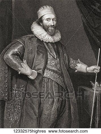 Stock Photograph - Ludovic Stewart, 2nd Duke of Lennox and 1st Duke of Richmond, 1574 1624. Scottish nobleman and politician. From the book Lodges British Portraits published London 1823.. Fotosearch