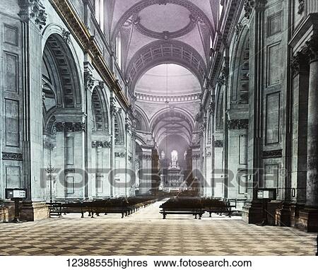Magic Lantern slide circa 1900 hand coloured views of London, England in Victorian times. The Nave of St Pauls Cathedral View Large Photo Image Stock Photograph - Magic Lantern slide circa 1900 hand coloured views of London, England in Victorian times. The Nave of St Pauls Cathedral. Fotosearch