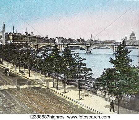 Magic Lantern slide circa 1900 hand coloured views of London, England in Victorian timesVictoria Embankment and Waterloo Bridge. people strollling along the embankment with horse and carriage on the road. View Large Photo Image Stock Photograph - Magic Lantern slide circa 1900 hand coloured views of London, England in Victorian timesVictoria Embankment and Waterloo Bridge. people strollling along the embankment with horse and carriage on the road.. Fotosearch
