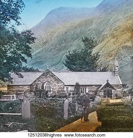 Magic Lantern slide circa 1900 hand coloured. created in 1887. A tour of North Wales. 27 Llanberis Church, in Pass. Many people ascend Snowdon from Llanberis, the climbing not being so difficult, but we will walk up the Pass first and ascend another... View Large Photo Image Stock Photograph - Magic Lantern slide circa 1900 hand coloured. created in 1887. A tour of North Wales. 27 Llanberis Church, in Pass. Many people ascend Snowdon from Llanberis, the climbing not being so difficult, but we will walk up the Pass first and ascend another.... Fotosearch