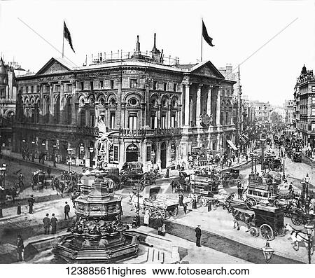 Magic lantern slide circa 1900. Victorian, Piccadilly, Images, this image dating back to the turn of the last century, show a very different London and show horses and carts lining the streets as smartly-dressed Londoners clad in dark coats go about... View Large Photo Image Stock Photograph - Magic lantern slide circa 1900. Victorian, Piccadilly, Images, this image dating back to the turn of the last century, show a very different London and show horses and carts lining the streets as smartly-dressed Londoners clad in dark coats go about.... Fotosearch