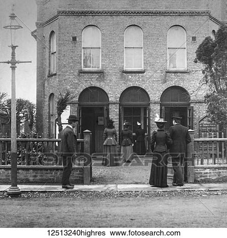 Magic lantern slide circa 1900. Victorian. Social History. Image from a slide presentation entitled In His step or In jesus Name. Congregation going into church on a Sunday. View Large Photo Image Stock Photograph - Magic lantern slide circa 1900. Victorian. Social History. Image from a slide presentation entitled In His step or In jesus Name. Congregation going into church on a Sunday.. Fotosearch