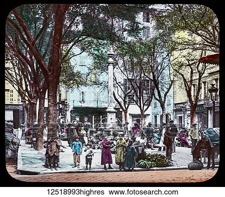 Stock Photograph - Magic Lantern slide circa 1900. Victorian or Edwardian era. The origional monchrome ( black and white ) photograph hand coloured. The photograph is the work of G. W. Wilson photographer and slide manufacturer 1823-1893. George Washington Wilson (7.... Fotosearch