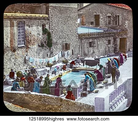 Stock Photograph - Magic Lantern slide circa 1900. Victorian or Edwardian era. The origional monchrome ( black and white ) photograph hand coloured. The photograph is the work of G. W. Wilson photographer and slide manufacturer 1823-1893. George Washington Wilson (7.... Fotosearch
