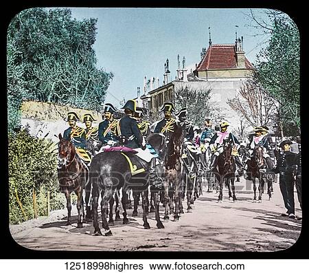 Stock Photograph - Magic Lantern slide circa 1900. Victorian or Edwardian era. The origional monchrome ( black and white ) photograph hand coloured. The photograph is the work of G. W. Wilson photographer and slide manufacturer 1823-1893. George Washington Wilson (7.... Fotosearch