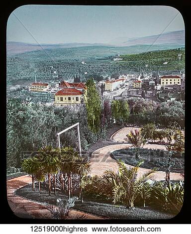 Stock Photograph - Magic Lantern slide circa 1900. Victorian or Edwardian era. The origional monchrome ( black and white ) photograph hand coloured. The photograph is the work of G. W. Wilson photographer and slide manufacturer 1823-1893. George Washington Wilson (7.... Fotosearch
