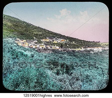 Stock Photograph - Magic Lantern slide circa 1900. Victorian or Edwardian era. The origional monchrome ( black and white ) photograph hand coloured. The photograph is the work of G. W. Wilson photographer and slide manufacturer 1823-1893. George Washington Wilson (7.... Fotosearch