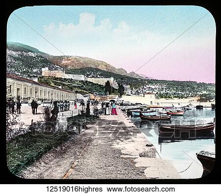 Stock Photograph - Magic Lantern slide circa 1900. Victorian or Edwardian era. The origional monchrome ( black and white ) photograph hand coloured. The photograph is the work of G. W. Wilson photographer and slide manufacturer 1823-1893. George Washington Wilson (7.... Fotosearch