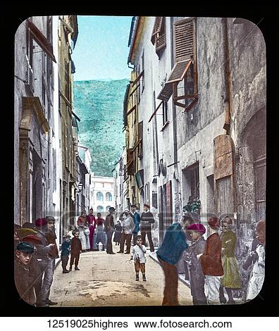 Stock Photograph - Magic Lantern slide circa 1900. Victorian or Edwardian era. The origional monchrome ( black and white ) photograph hand coloured. The photograph is the work of G. W. Wilson photographer and slide manufacturer 1823-1893. George Washington Wilson (7.... Fotosearch