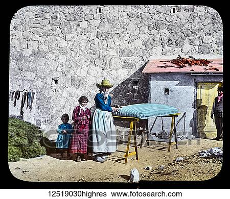 Stock Photograph - Magic Lantern slide circa 1900. Victorian or Edwardian era. The origional monchrome ( black and white ) photograph hand coloured. The photograph is the work of G. W. Wilson photographer and slide manufacturer 1823-1893. George Washington Wilson (7.... Fotosearch