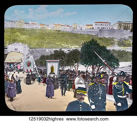Stock Photograph - Magic Lantern slide circa 1900. Victorian or Edwardian era. The origional monchrome ( black and white ) photograph hand coloured. The photograph is the work of G. W. Wilson photographer and slide manufacturer 1823-1893. George Washington Wilson (7.... Fotosearch