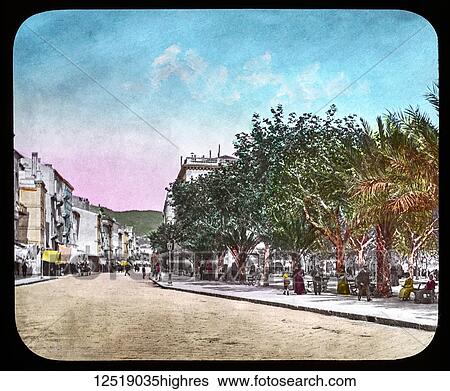 Stock Photograph - Magic Lantern slide circa 1900. Victorian or Edwardian era. The origional monchrome ( black and white ) photograph hand coloured. The photograph is the work of G. W. Wilson photographer and slide manufacturer 1823-1893. George Washington Wilson (7.... Fotosearch