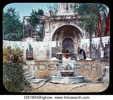Stock Photograph - Magic Lantern slide circa 1900. Victorian or Edwardian era. The origional monchrome ( black and white ) photograph hand coloured. The photograph is the work of G. W. Wilson photographer and slide manufacturer 1823-1893. George Washington Wilson (7.... Fotosearch