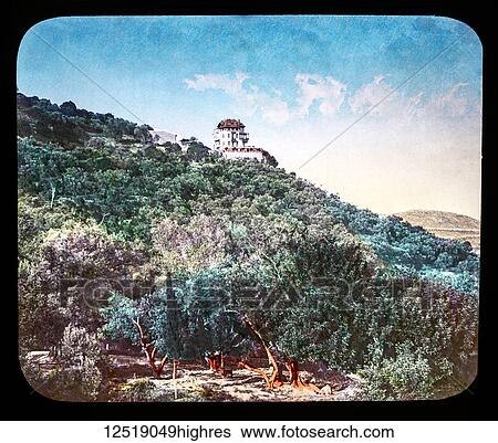 Stock Photograph - Magic Lantern slide circa 1900. Victorian or Edwardian era. The origional monchrome ( black and white ) photograph hand coloured. The photograph is the work of G. W. Wilson photographer and slide manufacturer 1823-1893. George Washington Wilson (7.... Fotosearch