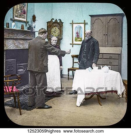 Magic lantern slide circa 1900. Victorian/Edwardian. Social History. Fighting for the Queen, a service of song, M. S. Haycraft (arr. James Broadbent and James W. Broadbent), Fighting for the Queen (Leeds: James Broadbent, n. d. ). Slide 13 'I'll answer... View Large Photo Image Stock Photograph - Magic lantern slide circa 1900. Victorian/Edwardian. Social History. Fighting for the Queen, a service of song, M. S. Haycraft (arr. James Broadbent and James W. Broadbent), Fighting for the Queen (Leeds: James Broadbent, n. d. ). Slide 13 'I'll answer.... Fotosearch